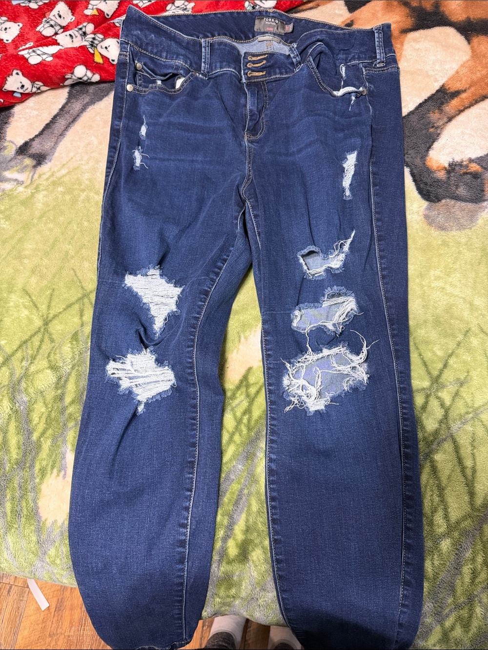 torrid Distressed Dark Indigo Boyfriend Jeans